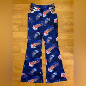 Neon Jellyfish Cut Out Flare Pants